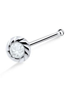 Twisted Stone Silver Bone Nose Stud NSKD-691